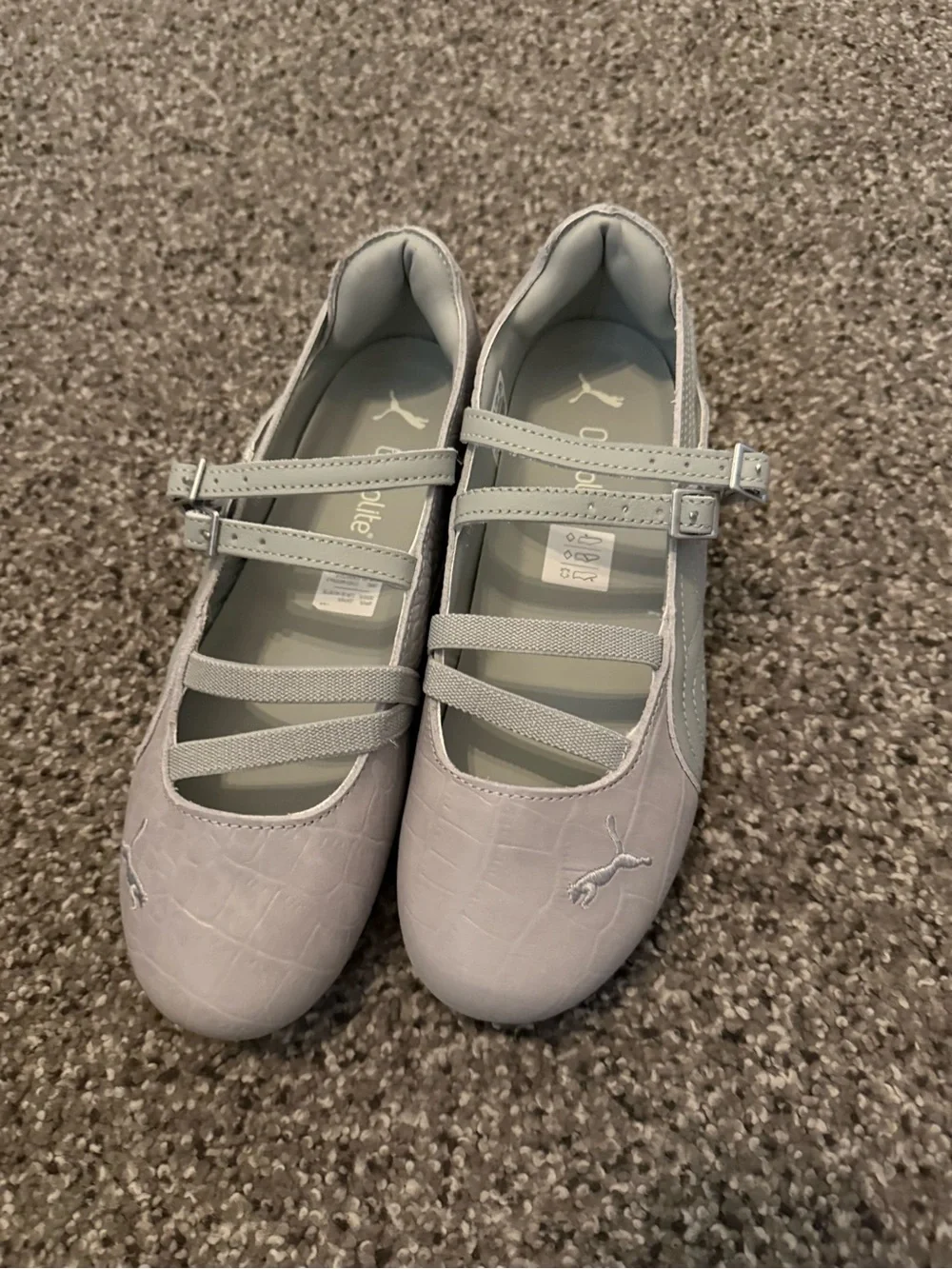 Puma Womens Light Gray Strappy Ballet Flats